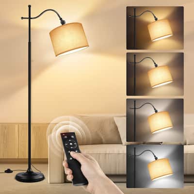 Arc Floor Lamp with Remote, 67" Retro Standing Lamp with 4 Color Temperatures, Metal Tall Lamps for Living Room Bedroom - N/A