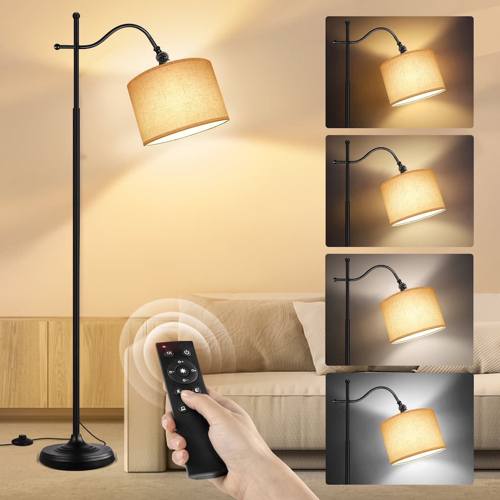 Arc Floor Lamp with Remote, 67" Retro Standing Lamp with 4 Color Temperatures, Metal Tall Lamps for Living Room Bedroom