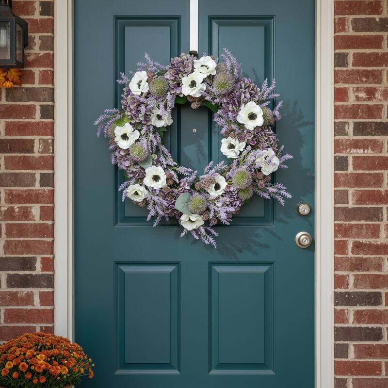 28" Hydrangea Wreath with Anemones and Astilbe