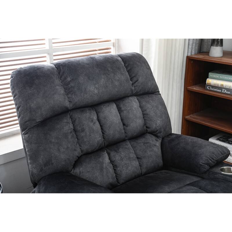 Power Lift Recliner Chair with Heat & Massage, High Density Foam Electric Sofa, Lounge Chair with Side Pockets & Cup Holders