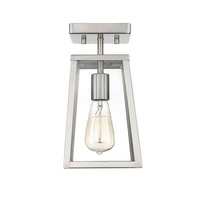 Satin Nickel Retro Semi-Flush 1 Light