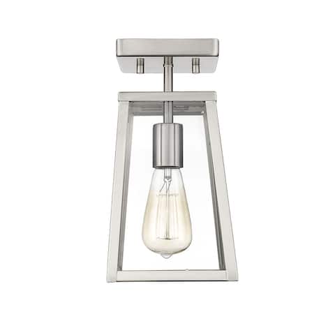 Satin Nickel Retro Semi-Flush 1 Light