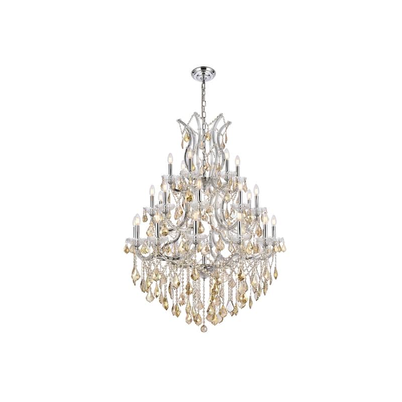 Fleur Illumination Collection Chandelier D:38in H:52in Lt:28 Chrome Finish - Chrome/royal cut crystals (golden teak)