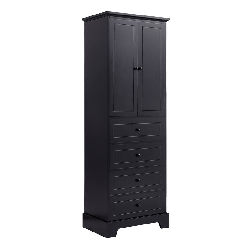 Classic Bathroom Storage Cabinet with 2 Doors & 4 Drawers — Elegant & Versatile