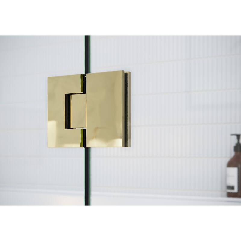 Glass Warehouse 39 in. W x 78 in. H Glass Hinged Pivot Frameless 3 Panel Inline Shower Door in