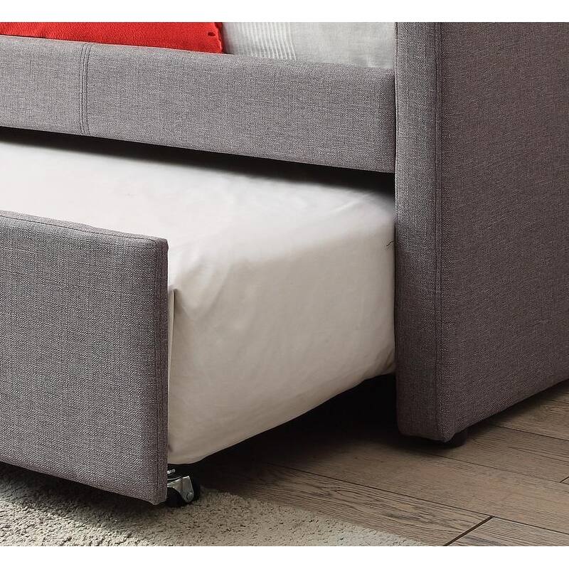 Linon Seraphina Grey Upholstered Daybed with Trundle