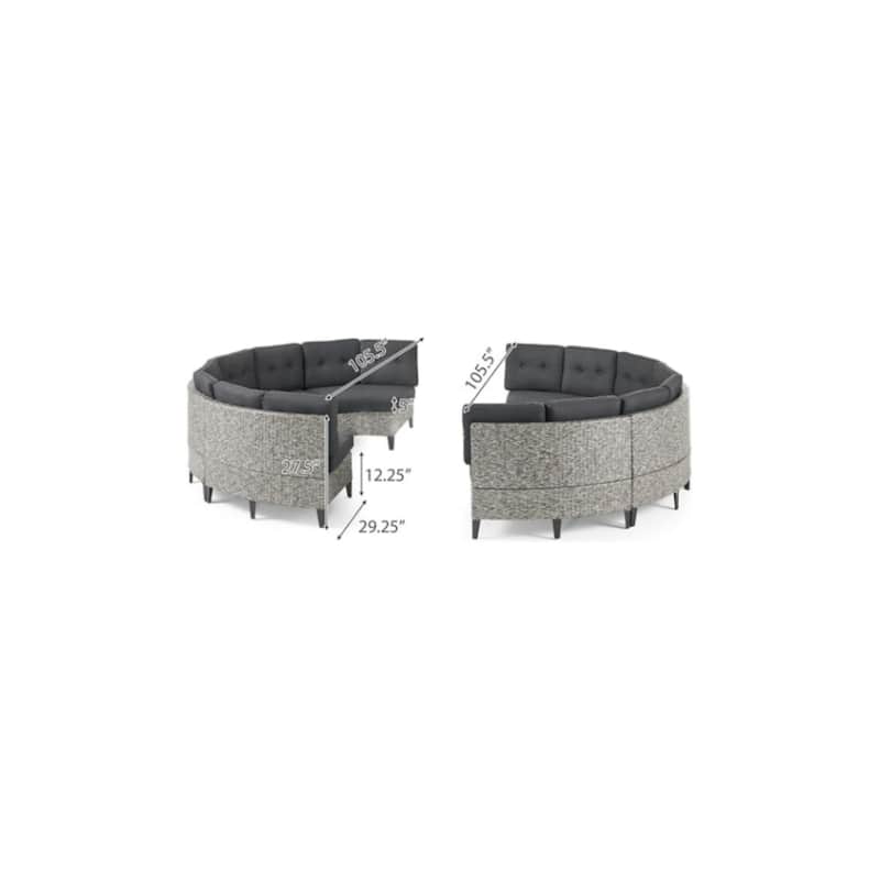 Outdoor Wicker Curved Sectional Sofa Set with Waterproof Cushions