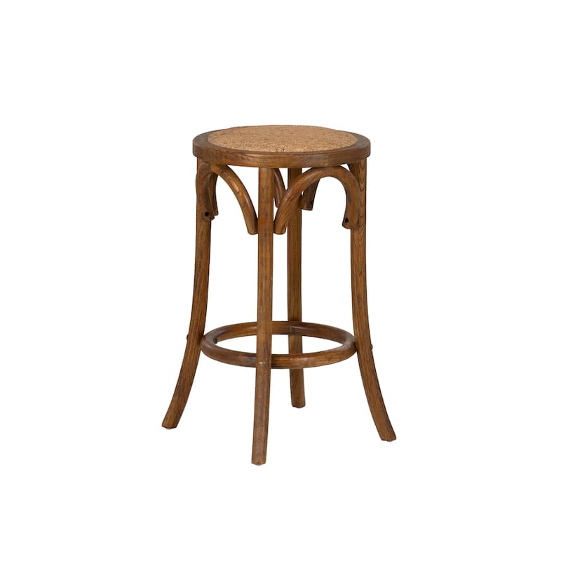 Linon Flint Walnut Backless Counter Stool with Rattan Seat - N/A