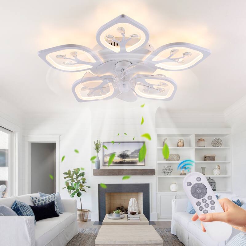 22 in. Flush Mount Indoor Ceiling Fan with Dimmable LED Light, Remote Control and Reversible DC Motor