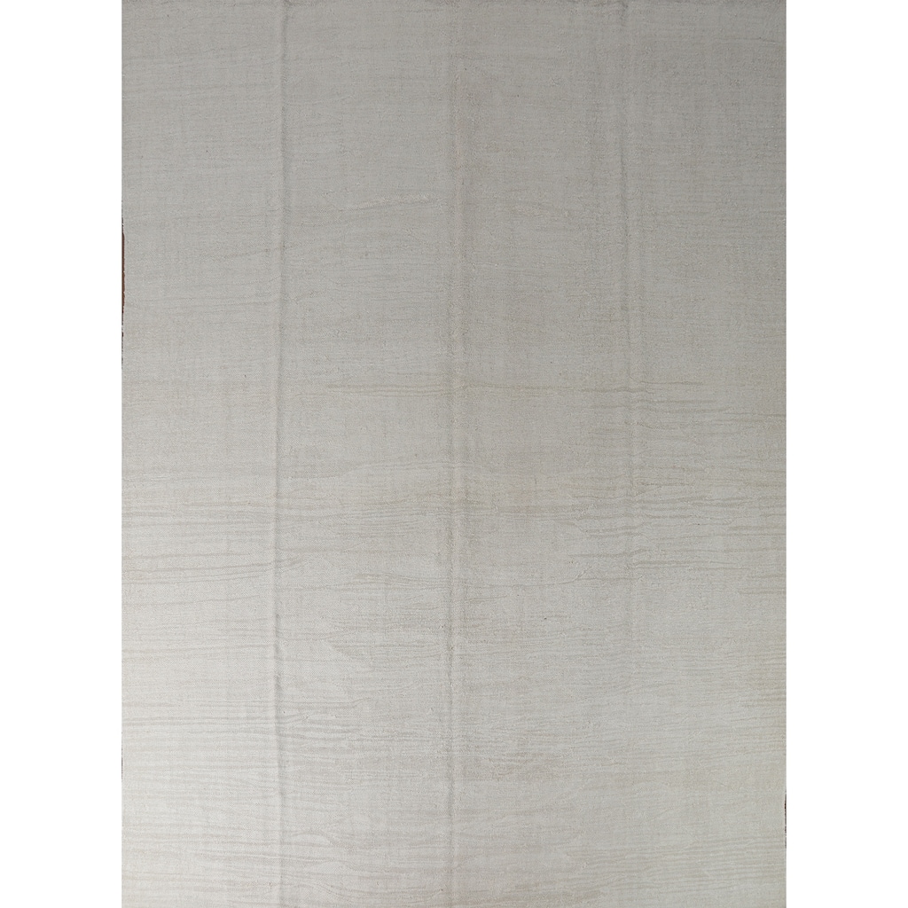 Hand Woven Oriental Cotton Carpet Modern Solid Beige & Ivories Kilim Area Rug - 11' 4'' X 9' 4''