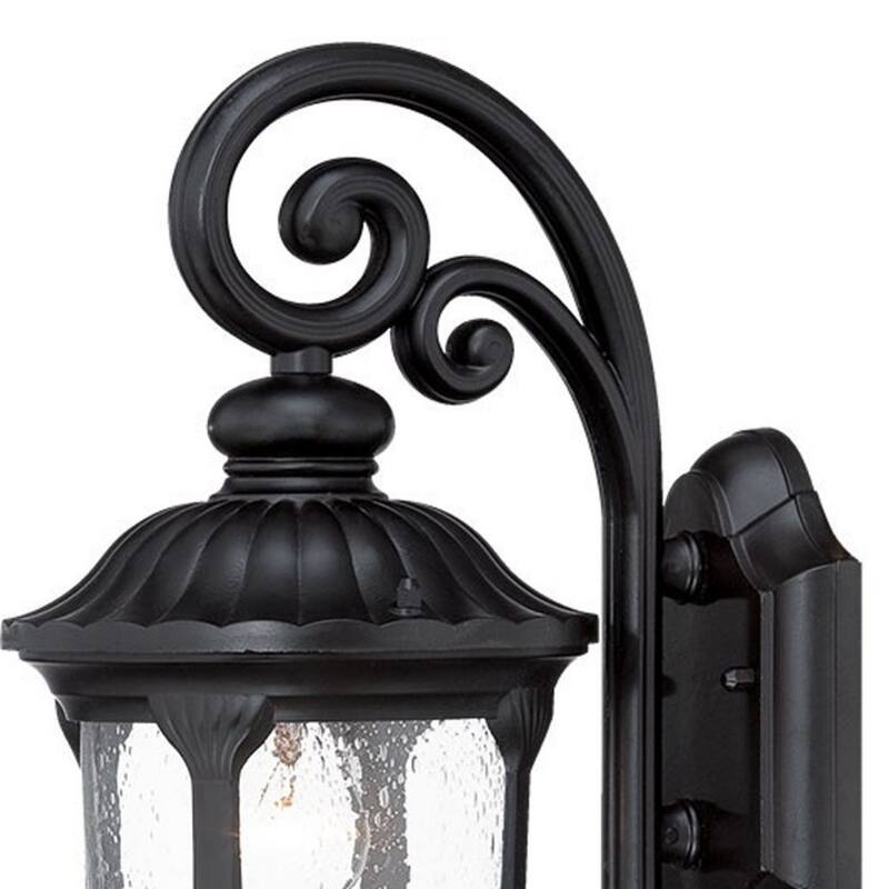 Aluminum Outdoor Wall Sconce with Seeded Glass Hardwired, LED - 9”x 6.75” x 16.5” (D x W x H)