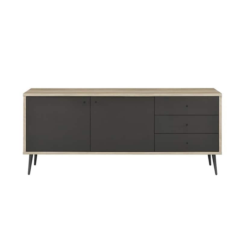 2 Doors and 3 Drawers Wooden Accent Cabinet in Grey and Antique Pine - Grey and Antique Pine