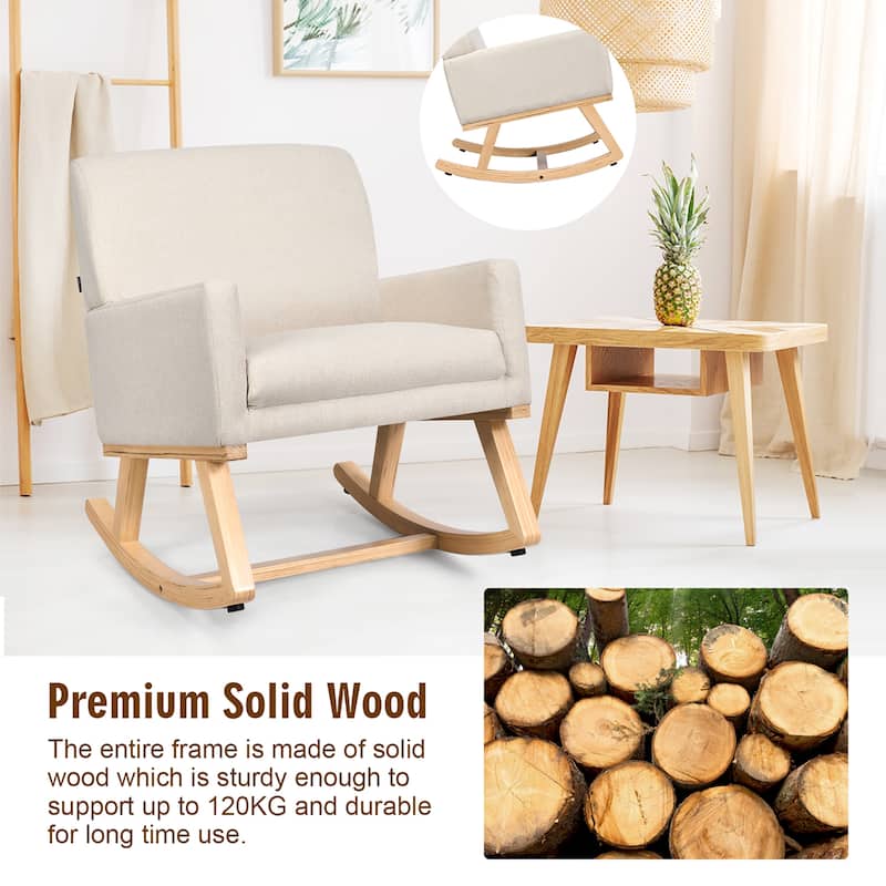 Costway Modern Upholstered Rocking Chair Rocking Armchair for Living