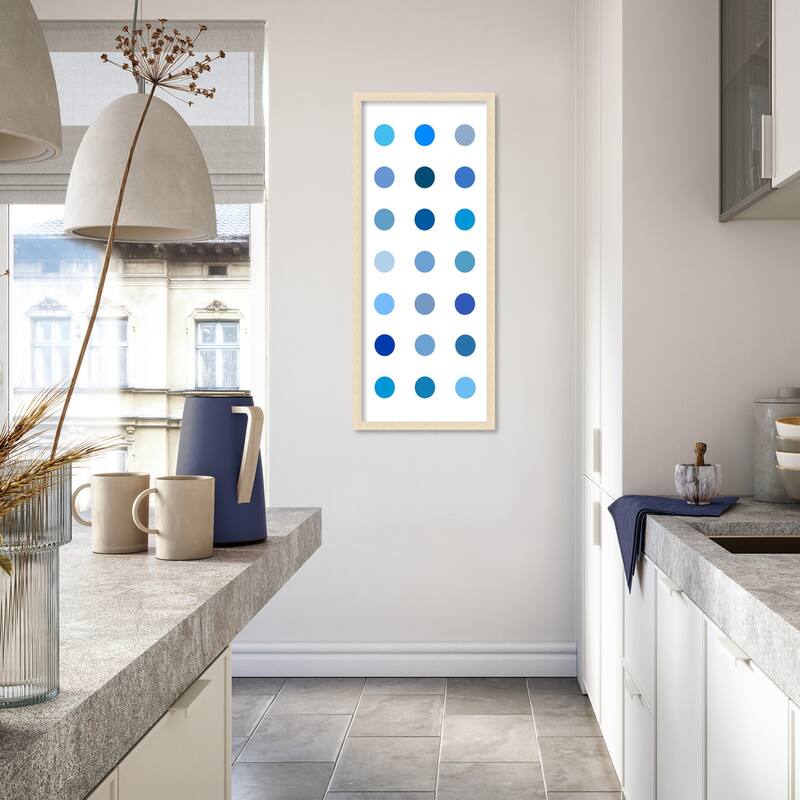 Amanti Art Framed Fabric Pinboard Circle Seven Blue by Karl Langdon Printed Bulletin Board - Board Size 16 x 40