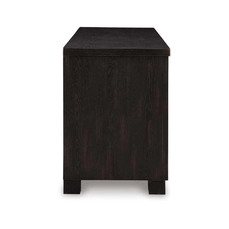 Galli Large TV Media Console, 2 Drawers, 4 Shelf, Black Wood, 80 Inch