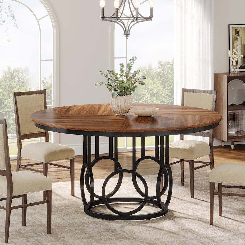 Round Dining Table for 4-6, 47” Dinner Table for Kitchen