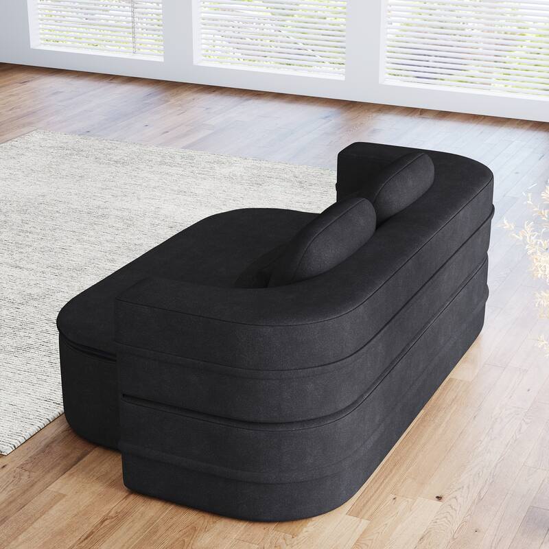 GDFStudio - Willoughby Chenille Foldable Sleeper Sofa Bed with Multi Functional Blanket
