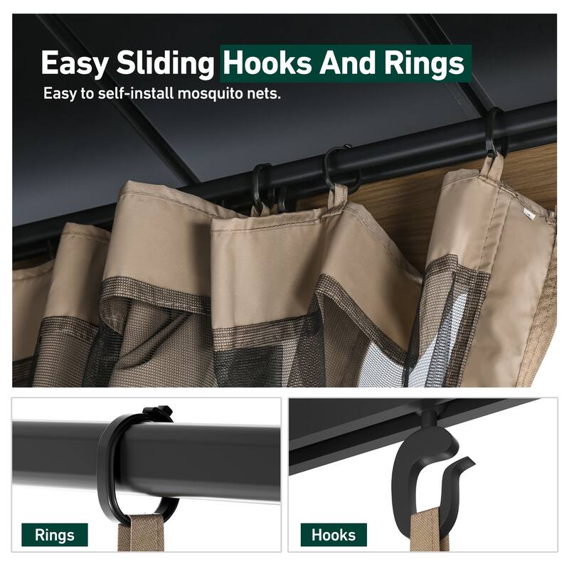 Gazebo Mosquito Netting Replacement Universal 4-Panel Sidewalls 12' x 20',Double Zipper (Mosquito Net Only)
