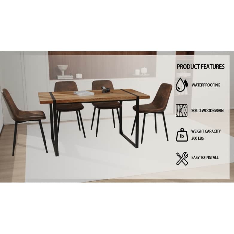 MDF black wooden dining table and modern dining chair set of 4 pieces, medieval wooden kitchen dining table set