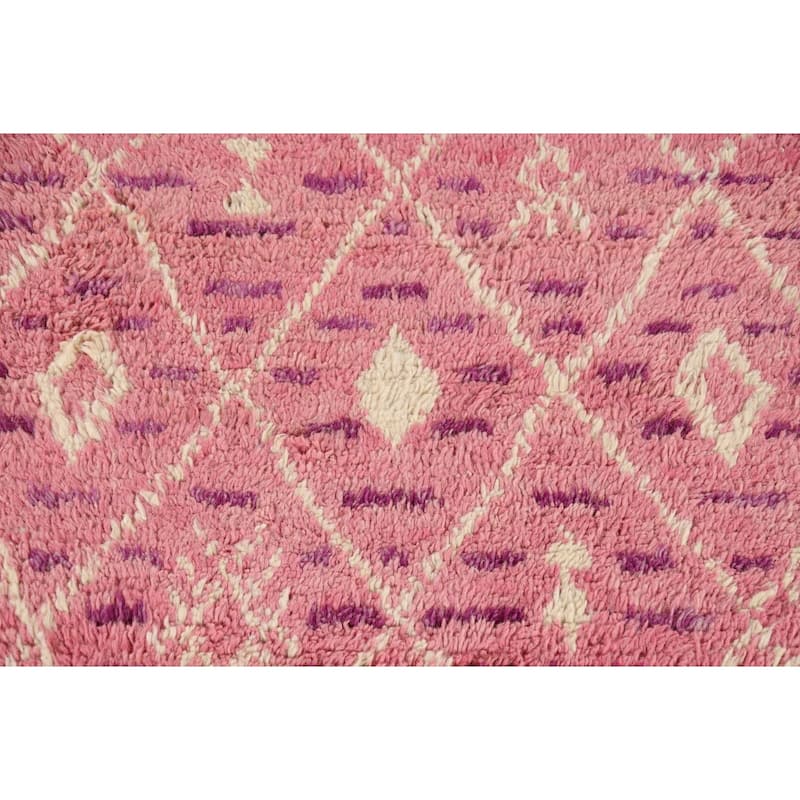 Pink Trellis Moroccan Oriental Accent Rug Hand-Knotted Wool Carpet - 3'1" x 5'4"