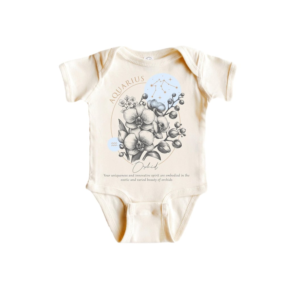 Aquarius Floral Celestial - Baby Boy Girl Clothes Infant Bodysuit Funny Cute Newborn