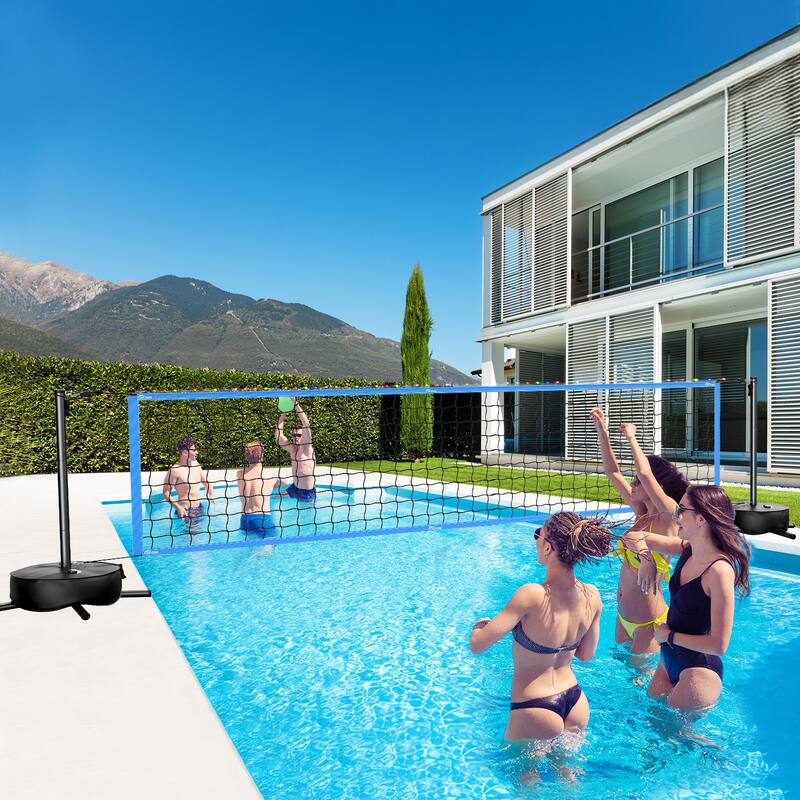 15-32 ft Pool Volleyball Net Games Set with Light and Weighted Base - N/A