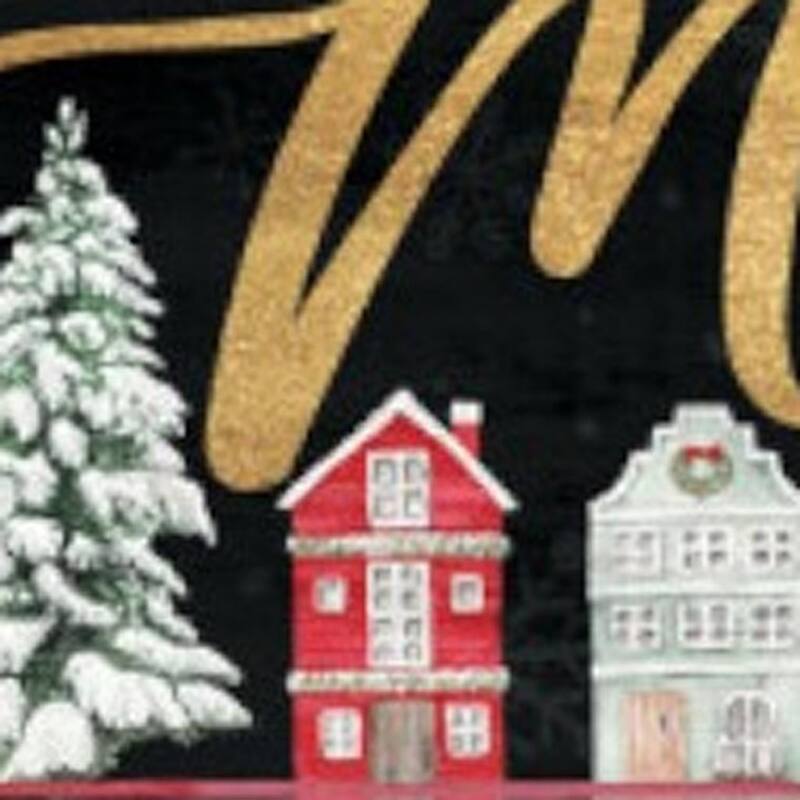 HomeRoots 36" Black Gold And Red Solid Wood Merry Christmas Decorative Sign