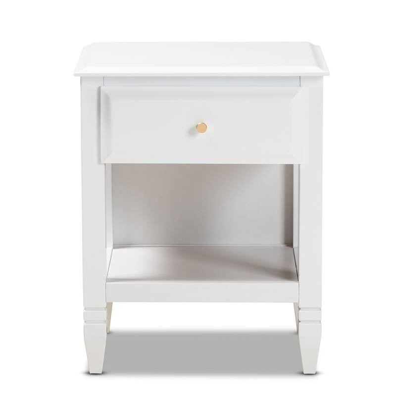 Naomi Classic and Transitional White Finished Wood 1-Drawer Bedroom Nightstand