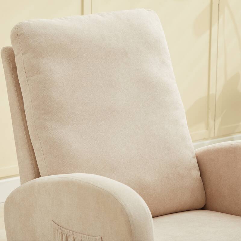 Upholstered Rocking Chair Nursery Chair with High Back and Side Pocket