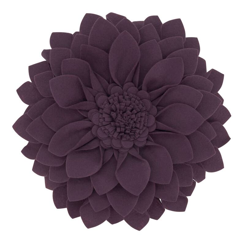 Felt Flower Design Throw Pillow - Violet - 16"x16"