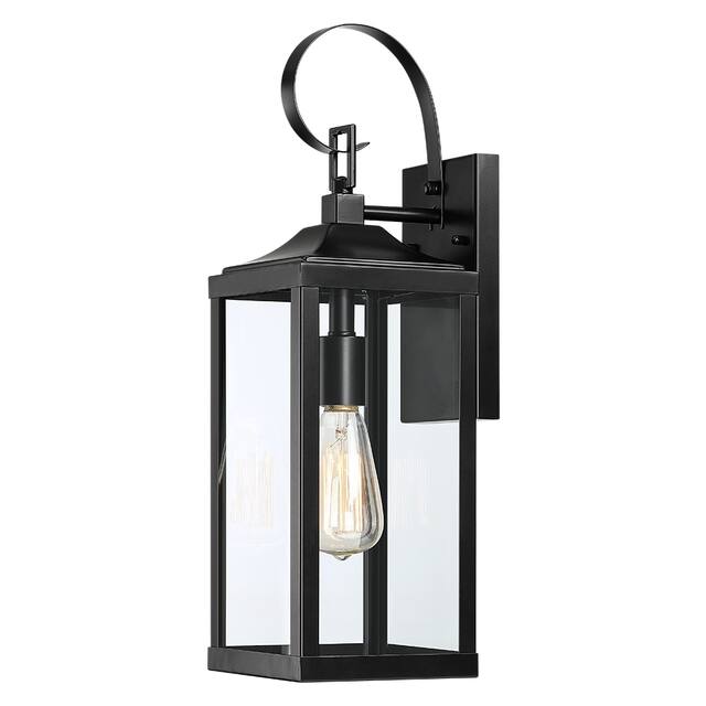 19.3"H 1-Light Medium Outdoor Bronze Exterior Wall Lantern Sconce Light - W6" x E7.2" x H19.3" - 19.3''H - Black