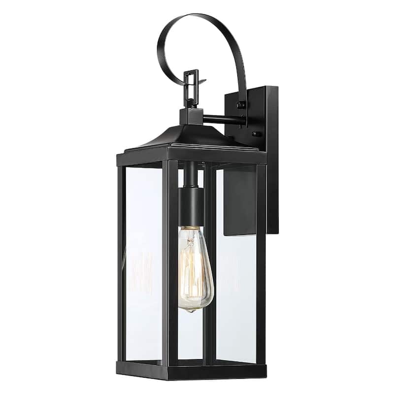 19.3"H 1-Light Medium Outdoor Bronze Exterior Wall Lantern Sconce Light - W6" x E7.2" x H19.3" - 19.3''H - Matte black