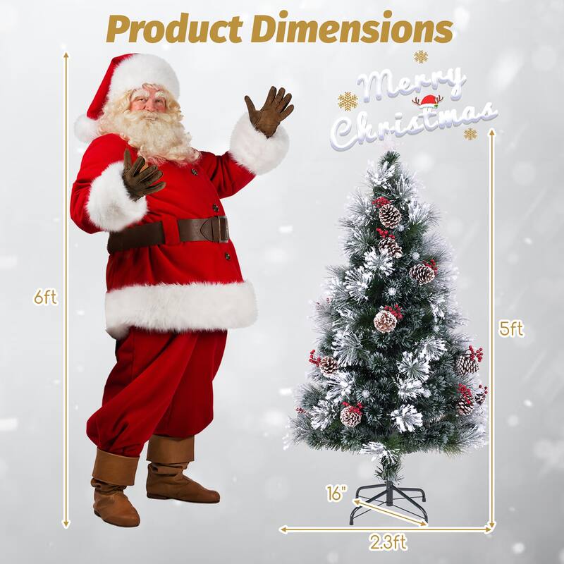Gymax 5/6/7 FT Flocked Christmas Tree Artificial Xmas Tree