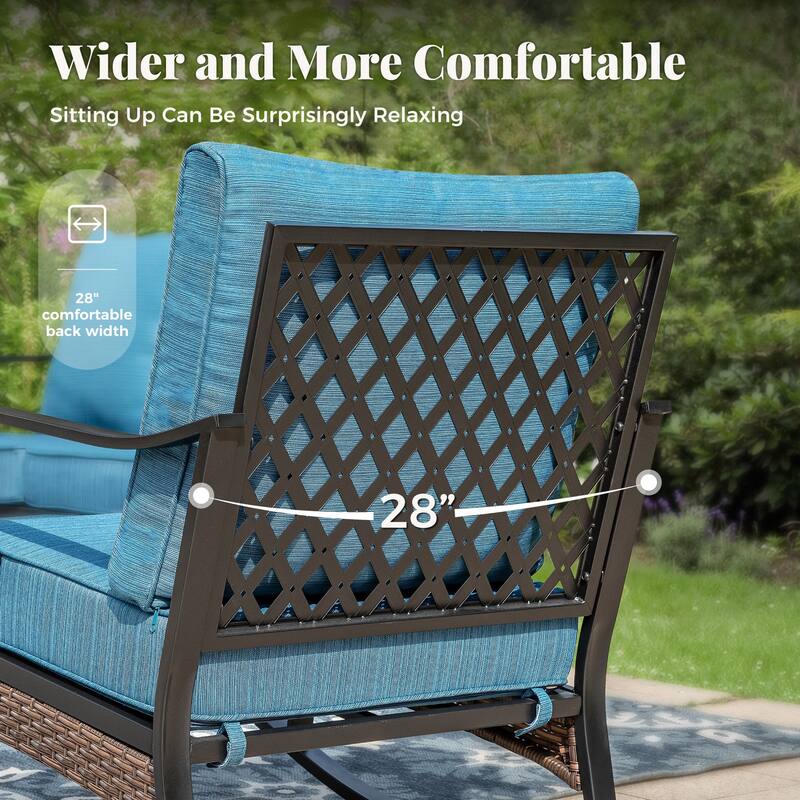 MAISON ARTS 4-Seat Patio Conversation Sets with 2 Rocking Sofa Chairs, 1 Loveseat Sofa and 1 Coffee Table