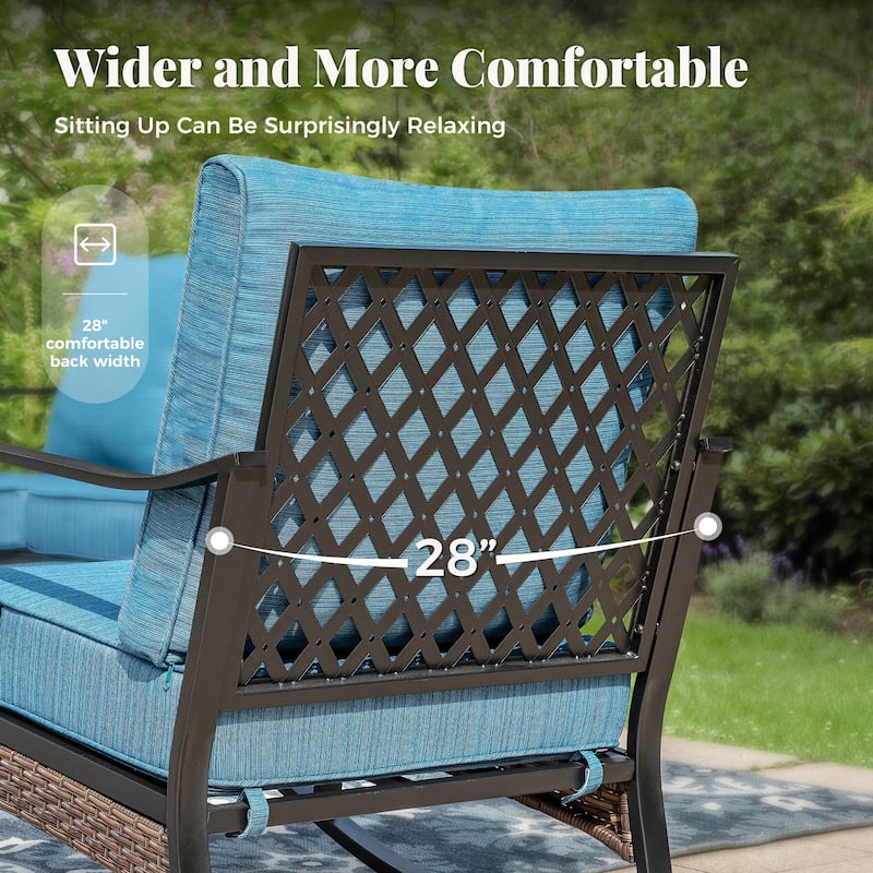 MAISON ARTS 5-Seat Outdoor Patio Furniture Sets, 2 x Cushioned Chairs, 1 x 3-Seat Sofa with Marbling Coffee Table