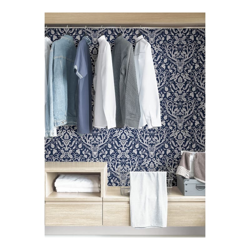 NuWallpaper Navy Escape to the Forest Peel & Stick Wallpaper - 216in x 20.5in x 0.025in