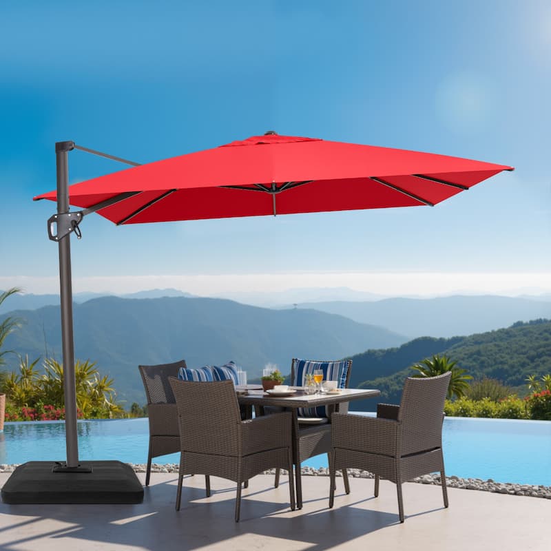 VredHom Patio Outdoor 9 x 11 FT Cantilever-Offset Umbrella with Premium Weight Base