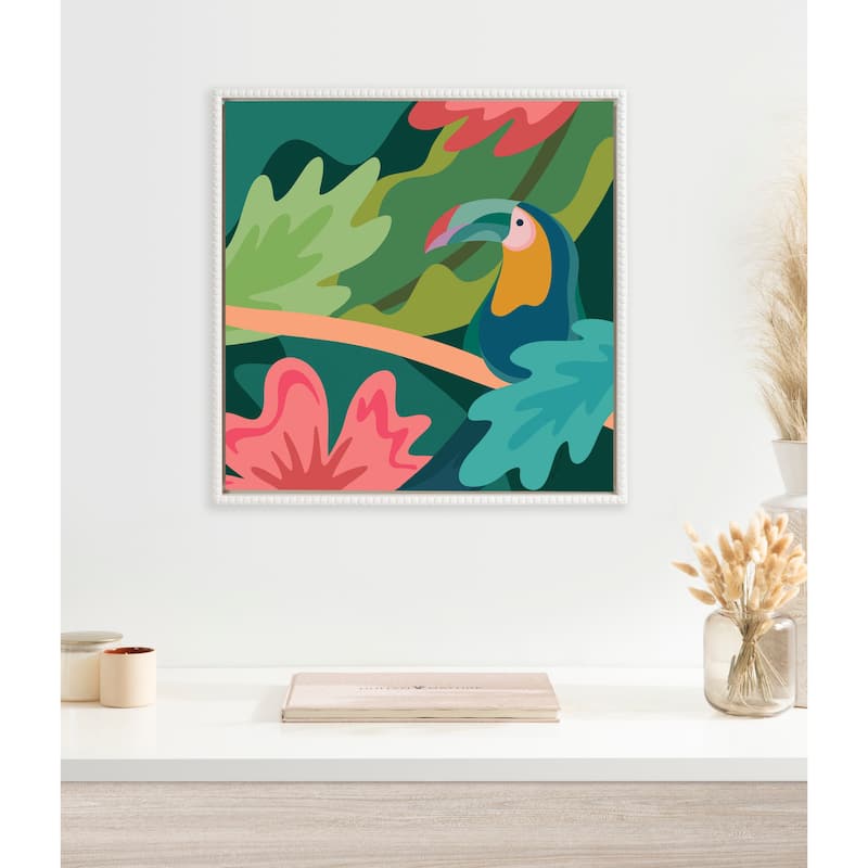 Sylvie Beaded Tropical Toucan Framed Canvas by Carey Copeland