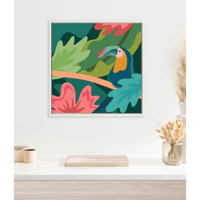 Sylvie Beaded Tropical Toucan Framed Canvas by Carey Copeland