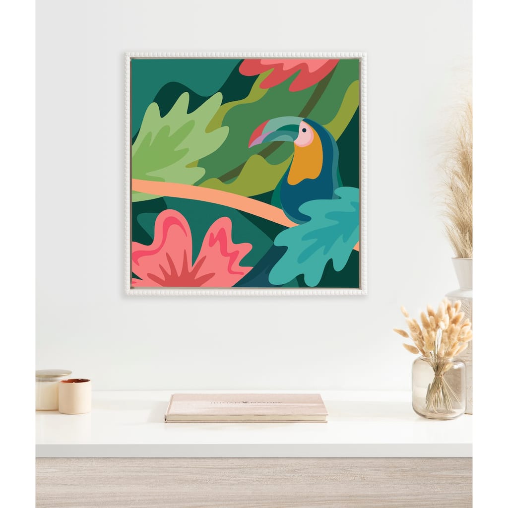 Sylvie Beaded Tropical Toucan Framed Canvas by Carey Copeland