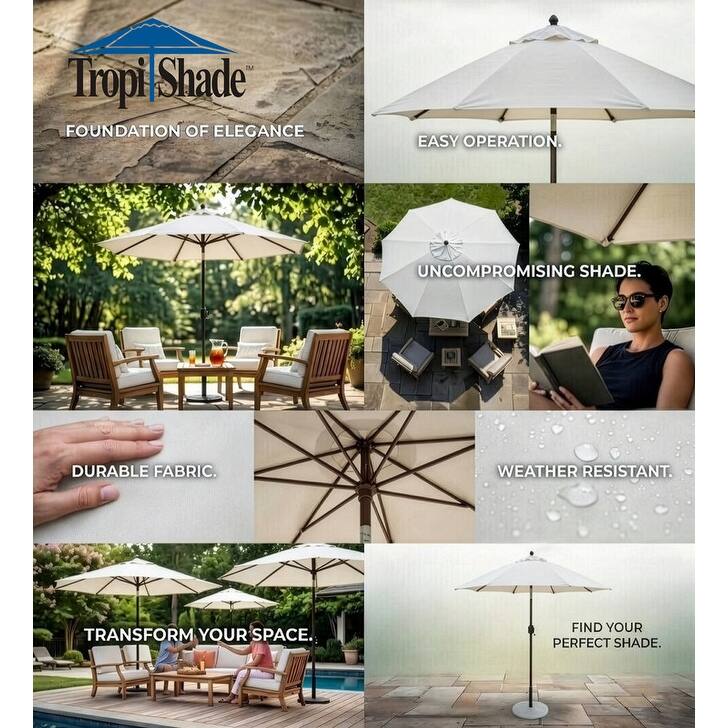 Tropishade 9 ft. Aluminum Bronze Patio Umbrella with Natural Cover