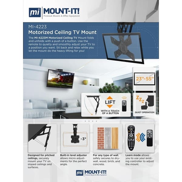 Shop Mount It Motorized Ceiling Tv Wall Mount Mi 4223