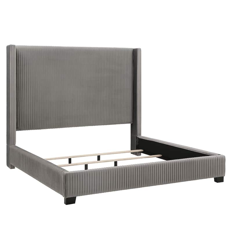 Judith Pleated Velvet Upholstered Wingback Bed by iNSPIRE Q Modern