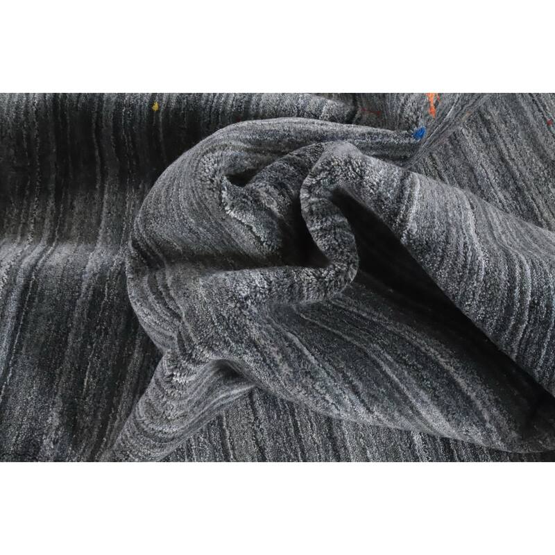 Hand Knotted Oriental 100% Wool Carpet Tribal Animal Pictorial Greys & Charcoal Gabbeh Area Rug - 10' 0'' X 8' 2''