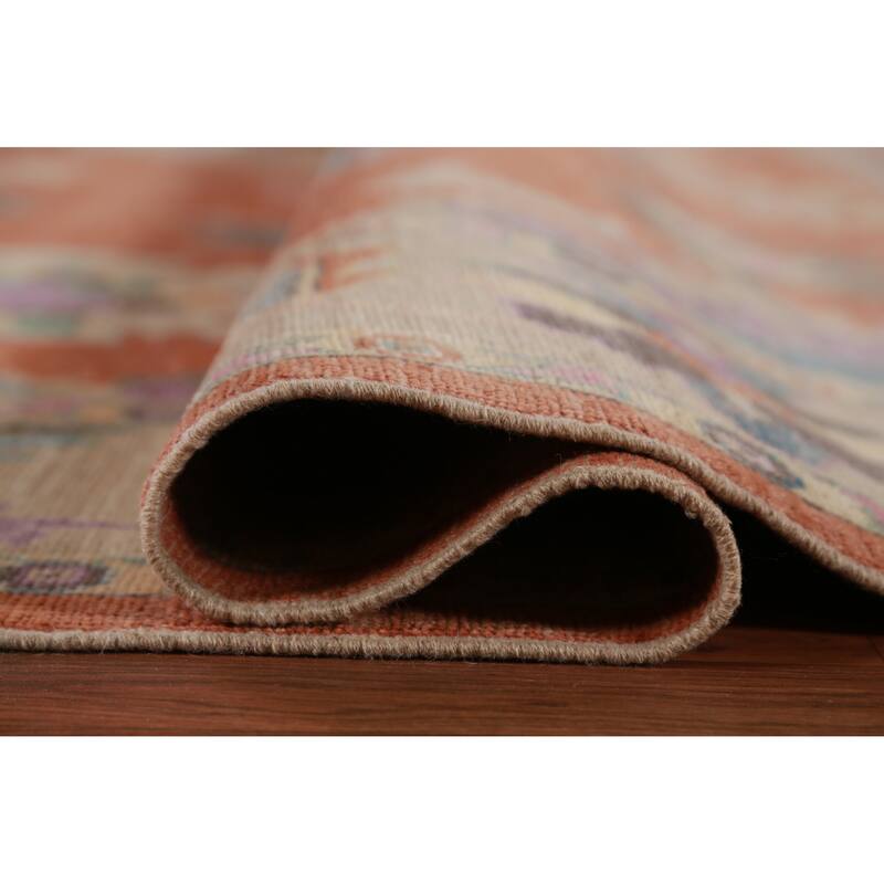 Hand Knotted Oriental 100% Wool Carpet Transitional All-Over Oranges & Rust Oushak Area Rug - 11' 9'' X 9' 4''