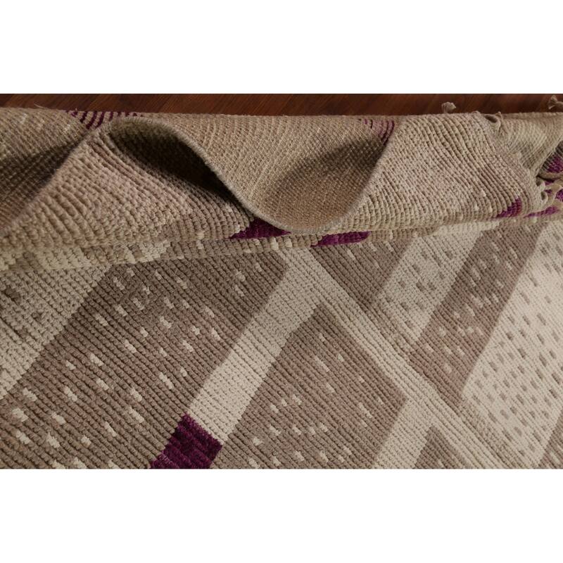 Earth Tone Moroccan Large Area Rug Handmade Beige Wool Carpet - 9'10"x 14'5"