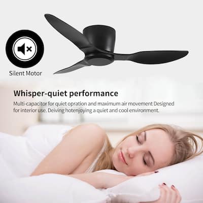 40" Flush Mount Ceiling Fan Without Light, 3 Blades 6 Speeds Reversible DC Motor Ceiling Fan
