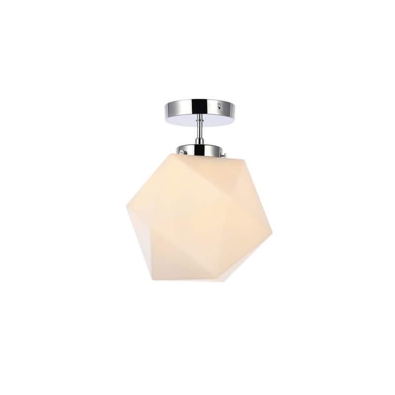Elegant Lighting LD2347 Lawrence 10" Wide Semi-flush Ceiling Fixture - Chrome / White
