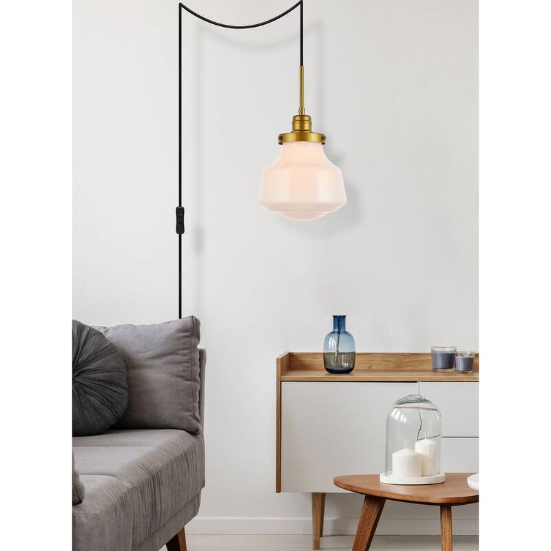 Lina 1-Light Plug in Pendant with Clear Bubble Shade - Black - 8" Diameter
