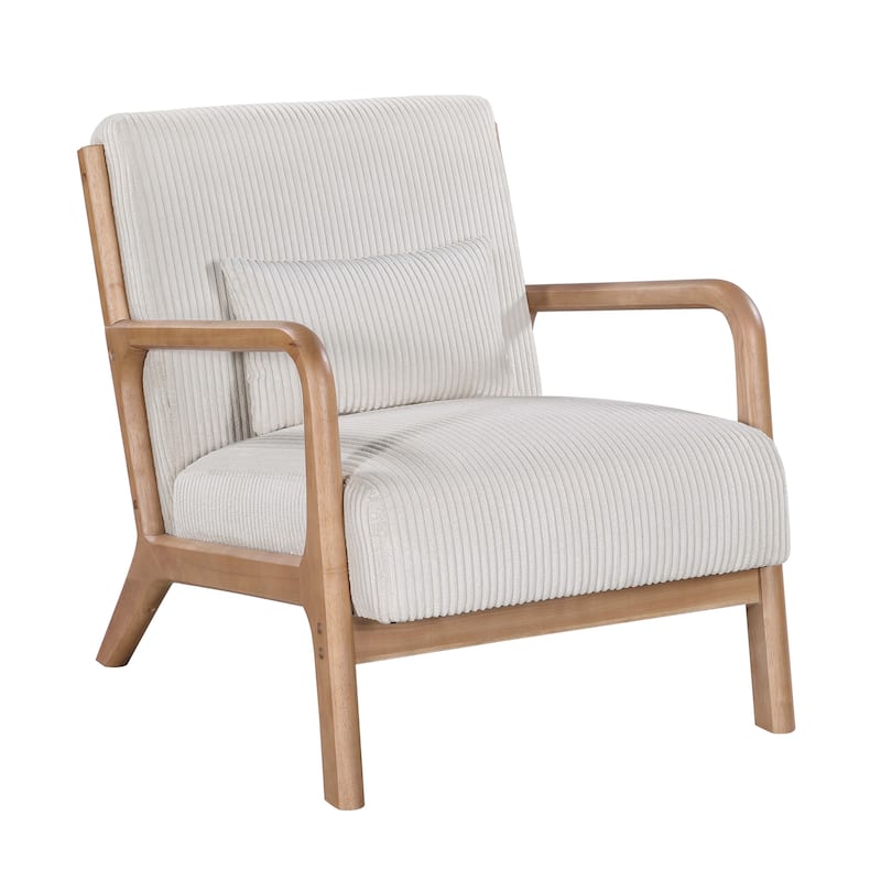 Elegance Wooden Corduroy Lounge Chair